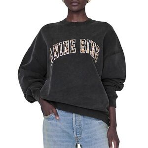 Anine Bing Charcoal Sweatshirt with Graphic Logo